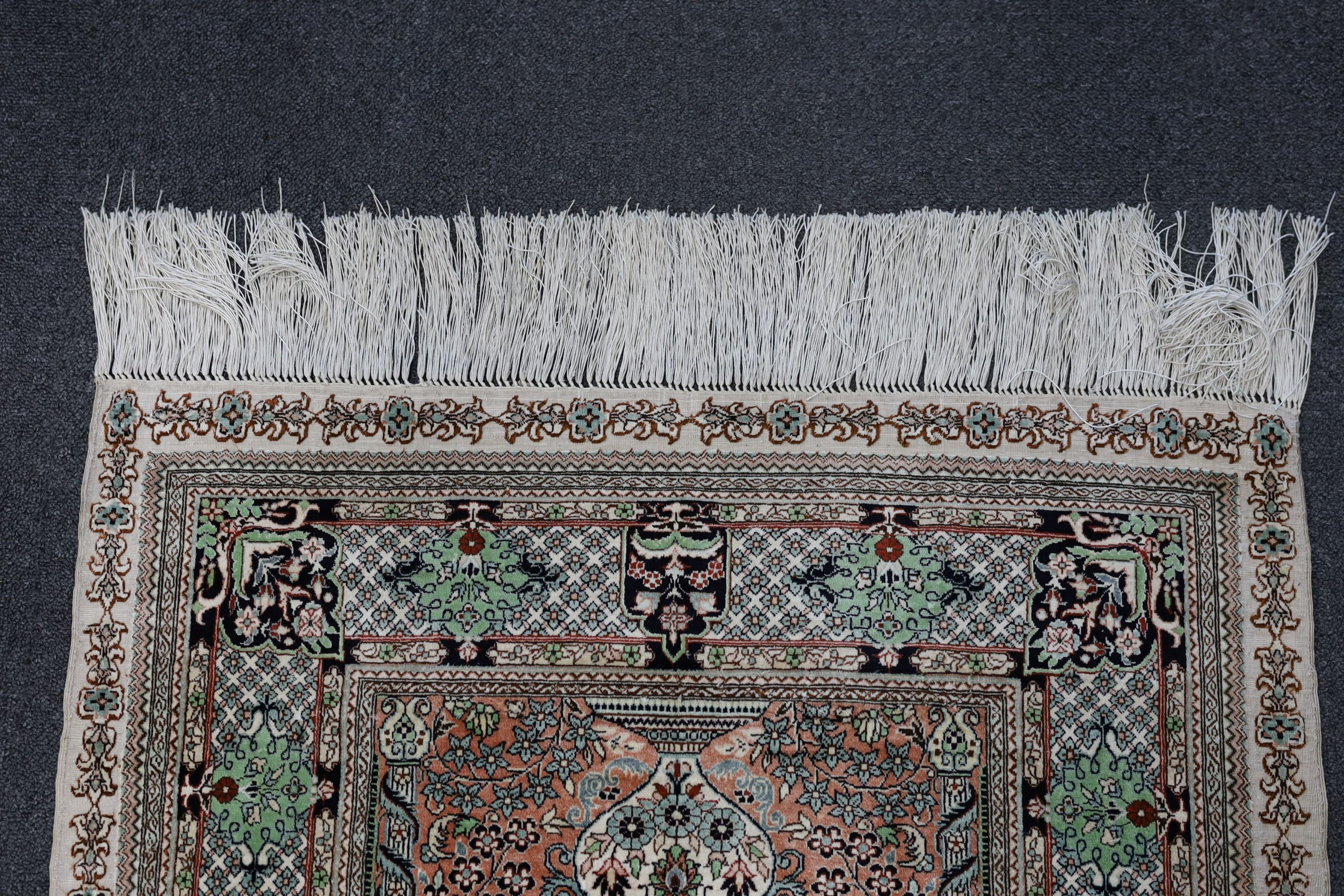 Two North West Persian part silk rugs, larger 150 x 103cm